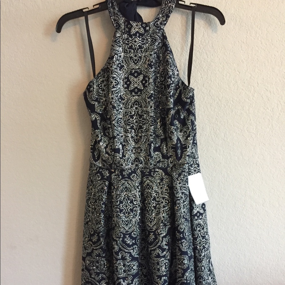 Navy and silver cocktail dress NWT